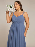 Plus Size A-Line Straps Empire-Waist Chiffon Sleeveless Bridesmaid Dress