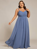 Plus Size A-Line Straps Empire-Waist Chiffon Sleeveless Bridesmaid Dress