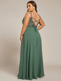 Plus Size A-Line Straps Empire-Waist Chiffon Sleeveless Bridesmaid Dress