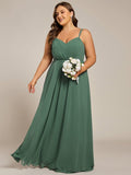 Plus Size A-Line Straps Empire-Waist Chiffon Sleeveless Bridesmaid Dress