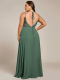 Plus Size A-Line Straps Empire-Waist Chiffon Sleeveless Bridesmaid Dress