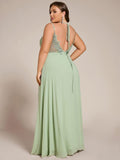 Plus Size A-Line Straps Empire-Waist Chiffon Sleeveless Bridesmaid Dress
