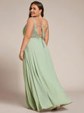 Plus Size A-Line Straps Empire-Waist Chiffon Sleeveless Bridesmaid Dress
