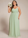 Plus Size A-Line Straps Empire-Waist Chiffon Sleeveless Bridesmaid Dress