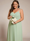 Plus Size A-Line Straps Empire-Waist Chiffon Sleeveless Bridesmaid Dress