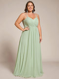 Plus Size A-Line Straps Empire-Waist Chiffon Sleeveless Bridesmaid Dress