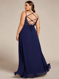 Plus Size A-Line Straps Empire-Waist Chiffon Sleeveless Bridesmaid Dress