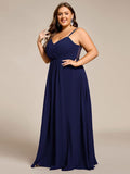 Plus Size A-Line Straps Empire-Waist Chiffon Sleeveless Bridesmaid Dress