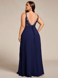 Plus Size A-Line Straps Empire-Waist Chiffon Sleeveless Bridesmaid Dress