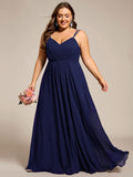 Plus Size A-Line Straps Empire-Waist Chiffon Sleeveless Bridesmaid Dress