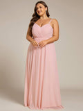 Plus Size A-Line Straps Empire-Waist Chiffon Sleeveless Bridesmaid Dress
