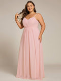 Plus Size A-Line Straps Empire-Waist Chiffon Sleeveless Bridesmaid Dress
