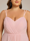 Plus Size A-Line Straps Empire-Waist Chiffon Sleeveless Bridesmaid Dress