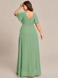 A-Line Ruffles Short Sleeves V-Neck Chiffon Bridesmaid Dress