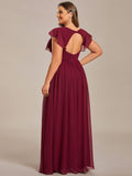 Plus Size A-Line Chiffon V-Neck Empire-Waist Pleated Bridesmaid Dress