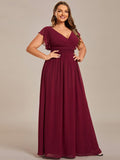 Plus Size A-Line Chiffon V-Neck Empire-Waist Pleated Bridesmaid Dress
