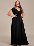 Plus Size A-Line Chiffon V-Neck Empire-Waist Pleated Bridesmaid Dress