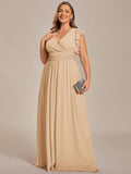 Plus Size A-Line Chiffon V-Neck Empire-Waist Pleated Bridesmaid Dress