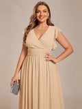 Plus Size A-Line Chiffon V-Neck Empire-Waist Pleated Bridesmaid Dress