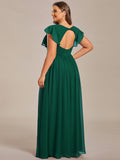 Plus Size A-Line Chiffon V-Neck Empire-Waist Pleated Bridesmaid Dress