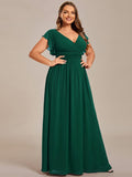 Plus Size A-Line Chiffon V-Neck Empire-Waist Pleated Bridesmaid Dress