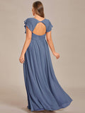 Plus Size A-Line Chiffon V-Neck Empire-Waist Pleated Bridesmaid Dress