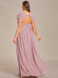 Plus Size A-Line Chiffon V-Neck Empire-Waist Pleated Bridesmaid Dress