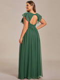 Plus Size A-Line Chiffon V-Neck Empire-Waist Pleated Bridesmaid Dress