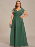 Plus Size A-Line Chiffon V-Neck Empire-Waist Pleated Bridesmaid Dress