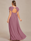 Plus Size A-Line Chiffon V-Neck Empire-Waist Pleated Bridesmaid Dress