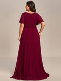 A-Line Simple Chiffon Scoop Neck Pleated Empire-Waist Bridesmaid Dress