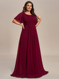 Plus Size A-Line Chiffon Pleated Empire-Waist Bridesmaid Dress with Sleeves