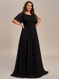 A-Line Simple Chiffon Scoop Neck Pleated Empire-Waist Bridesmaid Dress