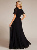A-Line Simple Chiffon Scoop Neck Pleated Empire-Waist Bridesmaid Dress