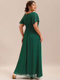A-Line Simple Chiffon Scoop Neck Pleated Empire-Waist Bridesmaid Dress