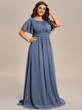 A-Line Simple Chiffon Scoop Neck Pleated Empire-Waist Bridesmaid Dress