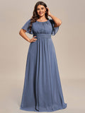 Plus Size A-Line Chiffon Pleated Empire-Waist Bridesmaid Dress with Sleeves