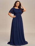 A-Line Simple Chiffon Scoop Neck Pleated Empire-Waist Bridesmaid Dress
