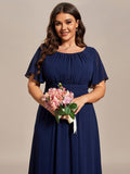 Plus Size A-Line Chiffon Pleated Empire-Waist Bridesmaid Dress with Sleeves