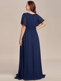 A-Line Simple Chiffon Scoop Neck Pleated Empire-Waist Bridesmaid Dress