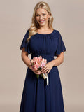 A-Line Simple Chiffon Scoop Neck Pleated Empire-Waist Bridesmaid Dress
