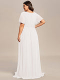 A-Line Simple Chiffon Scoop Neck Pleated Empire-Waist Bridesmaid Dress