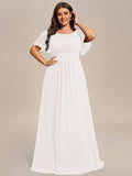 A-Line Simple Chiffon Scoop Neck Pleated Empire-Waist Bridesmaid Dress