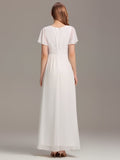 A-Line Simple Chiffon Scoop Neck Pleated Empire-Waist Bridesmaid Dress