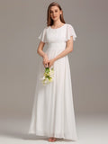 A-Line Simple Chiffon Scoop Neck Pleated Empire-Waist Bridesmaid Dress