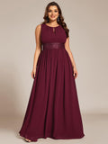 A-Line Sleeveless Pleated Empire-Waist Plus Size Chiffon Bridesmaid Dress
