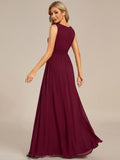A-line Empire-Waist Sleeveless Chiffon Long Bridesmaid Dress