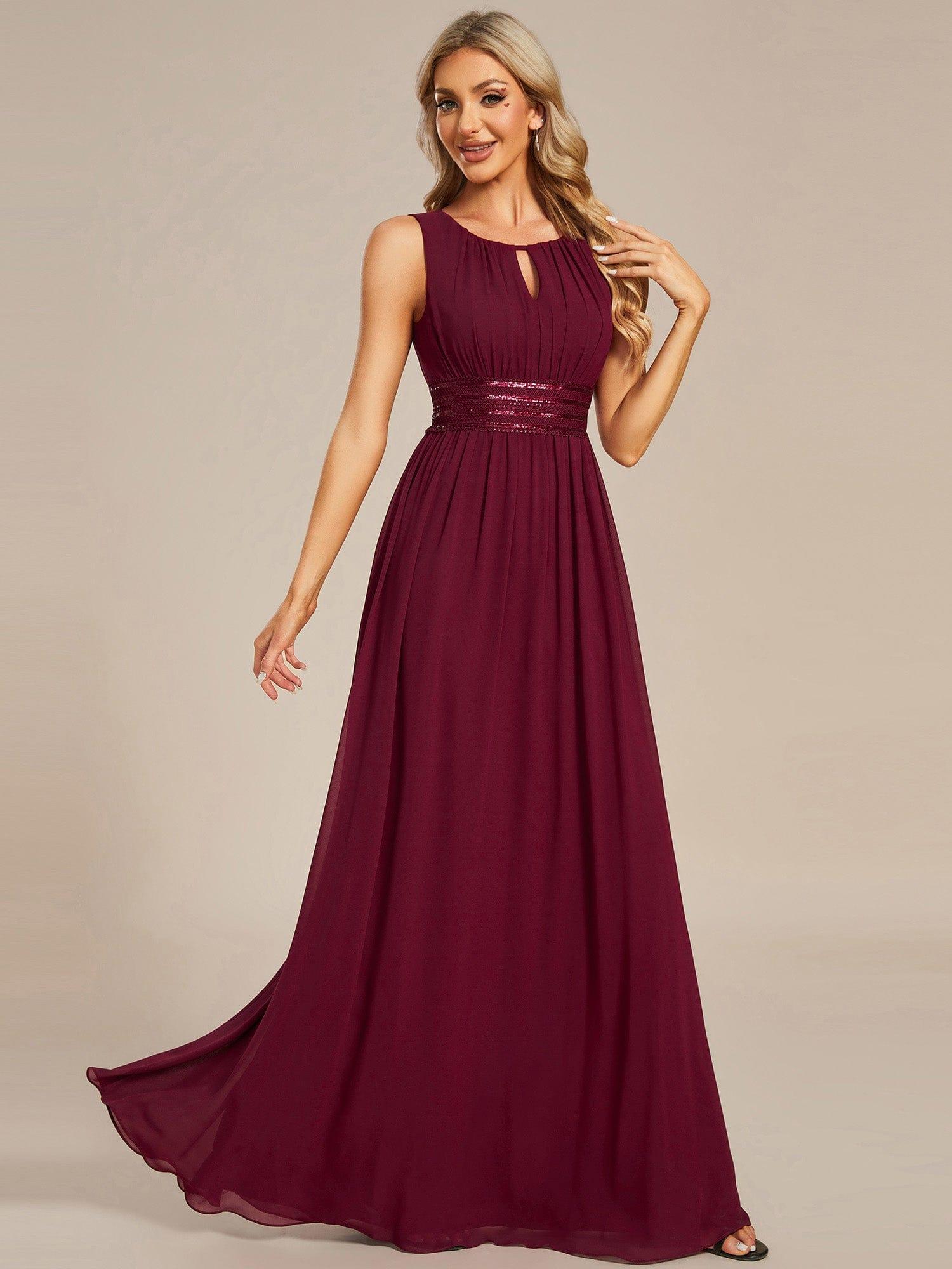 A-line Empire-Waist Sleeveless Chiffon Long Bridesmaid Dress