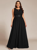 A-Line Sleeveless Pleated Empire-Waist Plus Size Chiffon Bridesmaid Dress