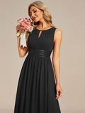 A-line Empire-Waist Sleeveless Chiffon Long Bridesmaid Dress